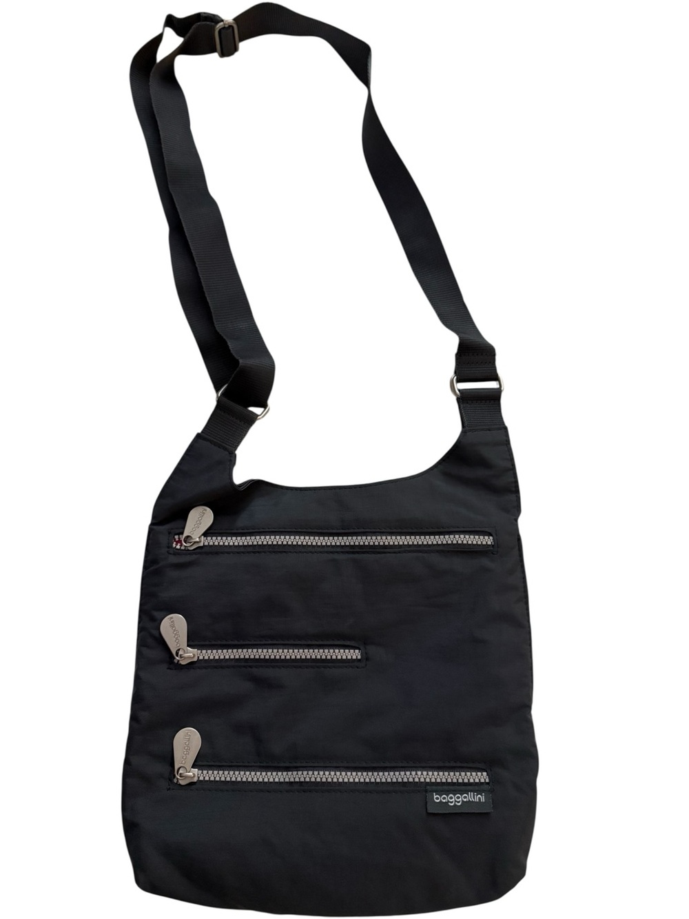 Baggallini Black Travel Crossbody Bag RFID Organizer Nylon Minimalist - Picture 2 of 6